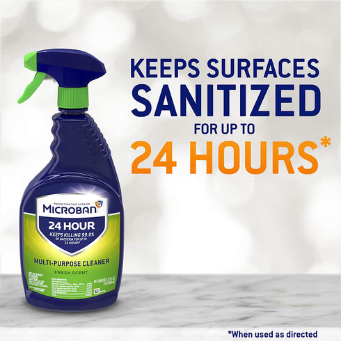 Microban 24 Hour Multi-Purpose Cleaner, Sanitizing and Disinfectant Spray, Fresh Scent, 22 Ounce (Pack of 2)