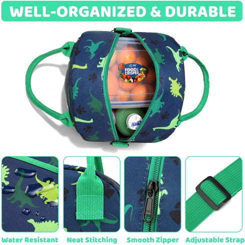 Lunch Box Bag for Kids,VASCHY Insulated Lightweight Lunch Box Tote for Toddler Boys and Girls School Daycare Kindergarten Dinosaur