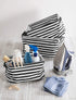 DII Laundry Storage Collection Cabana Stripe Collapsible and Waterproof Bins, Small Rectangle, 12x7.5, Black, 2 Piece