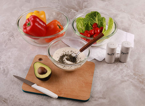 Bovado USA 4 Quart Glass Bowl for Storage, Mixing, Serving - Clear, Dishwasher, Freezer & Oven Safe Premium Quality Glass, Easy-Clean, 4 QT