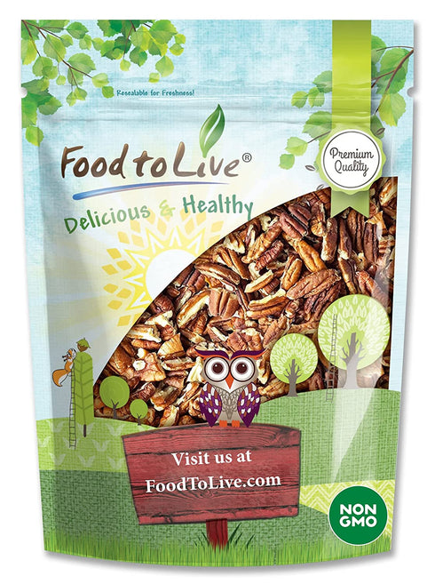 Pecans Pieces, 8 Ounces – Non-GMO Verified, Chopped Raw Pecan Nuts, Unsalted, Unroasted, Shelled, Kosher, Vegan, Sirtfood, Bulk. Good Source of Iron, and Calcium. Great for Baking, Homemade Desserts, and Salads.