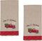 Home for Christmas Embroidered Tea Towel Farm Truck with Tree Snowflakes, Set of 2