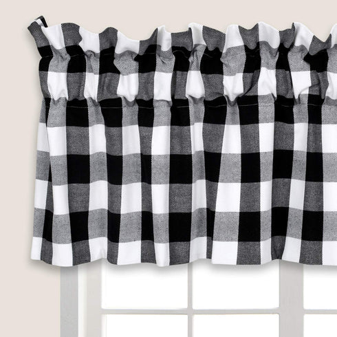 Cackleberry Home Black and White Buffalo Check Valance Curtain Woven Fabric Lined 54 Inches W x 17 Inches L