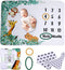 90210 Baby Milestone Blanket 50x40-inch Milestone Blanket with Bib & Frames Soft Fleece Baby Milestone Photo Blanket Gender Neutral Baby Grow Chart Blanket for Nursery Décor Baby Shower (Jungle)