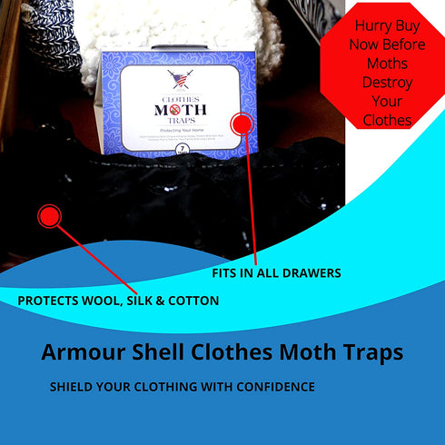 Moth Traps Closet Clothing - (7 Pack) Moths Clothes Trap with Unique Hanging Design, Pheromone Attractant Catches Male Moths Naturally without Toxic Repellant is Family Safe with Long Lasting Effects.