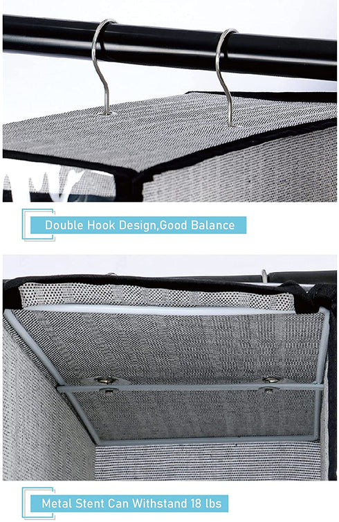 OULLYY Hanging Handbags Organizer for Closet, Multi-Layer Breathable Cotton Linen Fabric Closet Purse Storage Bag with Clear Dust Proof Cover (Gray A)