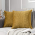 JUSPURBET Decorative Velvet Pillow Covers with Wave Striped,Pack of 2 Luxury Soft Cushion Cases for Couch Sofa Living Room,22x22 Inches,Gold