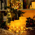 Flickering LED Candle Set with Daily Timer,BeMoment Flameless Candles,Embedded String Lights Stay Lit,Golden Stripes Decorative,Real Wax,Battery Powered,Set of 3(H 4"5"6" x D3")