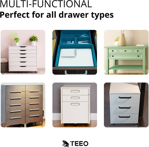 Teeo Felt Drawer Organizer Container Caddy Jewelry Tray Makeup Storage Organizers Home Office Desk Cosmetic Bins Dividers Box Compartment Nursery Bedroom Closet Organization, Pack of 5, Turquoise