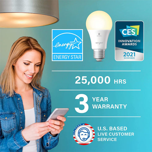 Sengled Alexa Light Bulb, Bluetooth Mesh Smart Light Bulbs, Smart Bulbs That Work with Alexa Only, Dimmable LED Bulb E26 A19, 60W Equivalent Soft White 800LM, Certified for Humans Device, 4 Pack