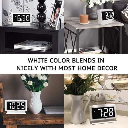 Housbay Digital Alarm Clocks for Bedrooms - Handy Night Light, Large Numbers with Display Dimmer, Dual USB Chargers, 12/24hr, Outlets Powered Compact Clock for Nightstand, Desk, Shelf