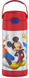 THERMOS FUNTAINER 12 Ounce Stainless Steel Vacuum Insulated Kids Straw Bottle, Mickey Mouse