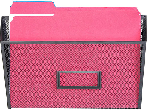 Lorell Black Mesh/Wire Wall Pocket, 6.6" x 12.6" x 4.8"