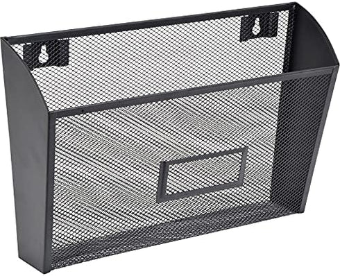 Lorell Black Mesh/Wire Wall Pocket, 6.6" x 12.6" x 4.8"