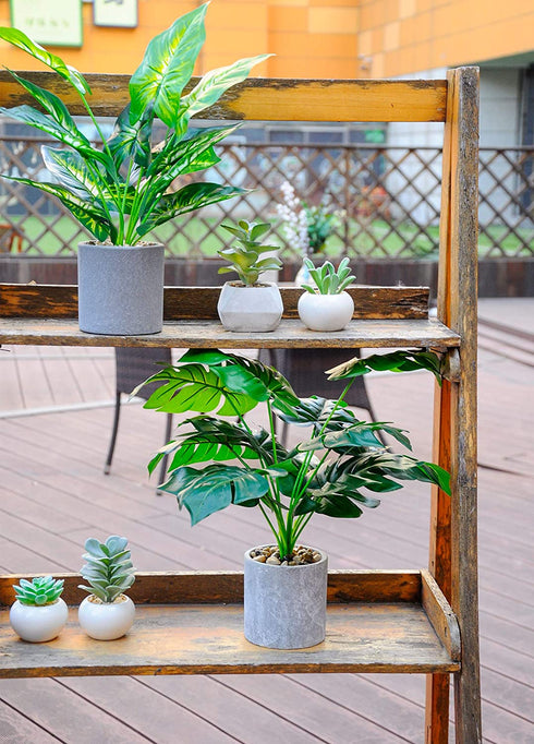 WUKOKU 2pcs Fake Plants 16" Faux Plants Artificial Potted Plants for Home Office Farmhouse Kitchen Bathroom Table Shelf Decor