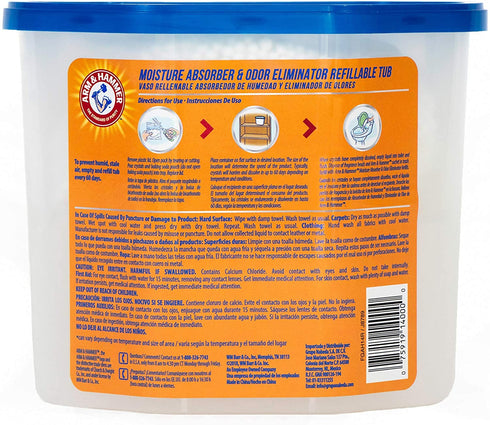 Arm & Hammer Fragrance Free Refillable Moisture Absorber and Odor Eliminator 14 oz. Tub, 3 Ct