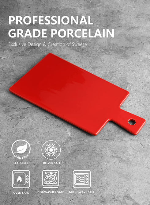 Sweese 818.104 Cheese Board Charcuterie Board Set with Knife, Cheese Serving Platter with Handle for Display, Entertaining and Serving, Fancy House Warming Gift, Red