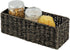 mDesign Natural Woven Seagrass Bathroom Toliet Roll Holder Storage Organizer Basket Bin; Use on Bathroom Countertop, Toilet Tank Top - Holds 3 Rolls of Toilet Paper - Black Wash
