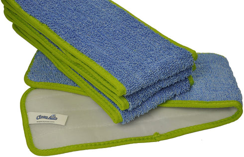 CleanAide Microfiber Wet Mop Pad Refill, 24 Inches, Green, Pack of 4