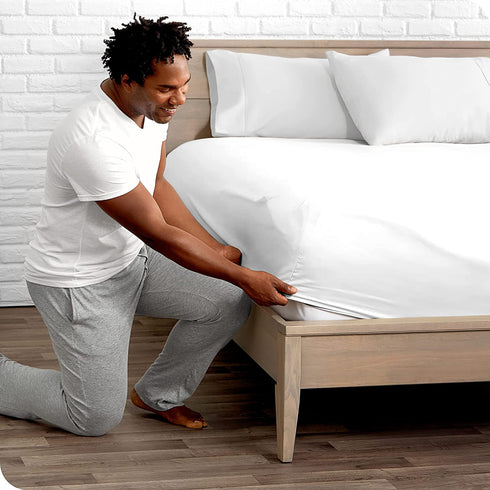 Bare Home Fitted Bottom Sheet California King - Premium 1800 Microfiber - Ultra-Soft Wrinkle Free - Deep Pocket - Cal King Fitted Sheet (California King, White)