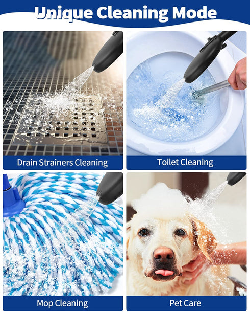 High Pressure Handheld Shower Head VMASSTONE 4-Setting Shower head Kit - Jet Water Mode - with 59" Stainless Hose and Adjustable Mount Excellent Replacement for Bath Showerhead (HM-001 Matte Black)