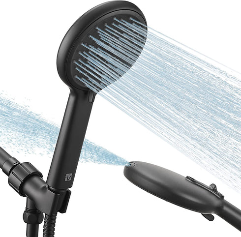 High Pressure Handheld Shower Head VMASSTONE 4-Setting Shower head Kit - Jet Water Mode - with 59" Stainless Hose and Adjustable Mount Excellent Replacement for Bath Showerhead (HM-001 Matte Black)