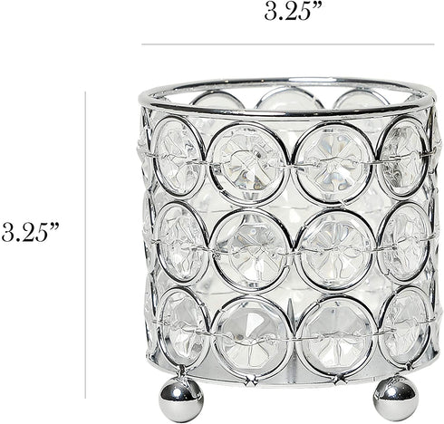 Elegant Designs HG1000-CHR Elipse Crystal Flower, Candle Holder, Wedding Centerpiece, 3.25 Inch, Chrome Decorative Candleholder/Vase