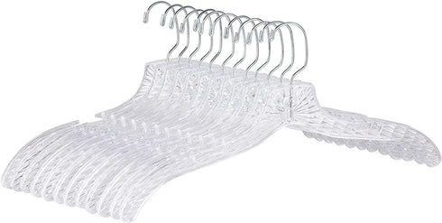 Quality Hangers Clear Hangers 12 Pack - Crystal Cut Hangers for Clothes - Durable Plastic Hanger Set - Invisible Dress Hangers for Suits - Heavy Duty Hangers - Nonslip Coat and Shirt Hangers