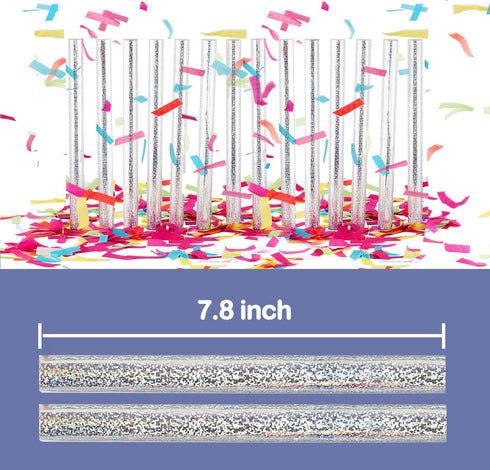 Battife Confetti Wands 10Pack Colorful Tissue Paper Confetti Flick Flutter Sticks for Wedding Celebrations, Anniversary, Birthday Parties, 7.8 inch