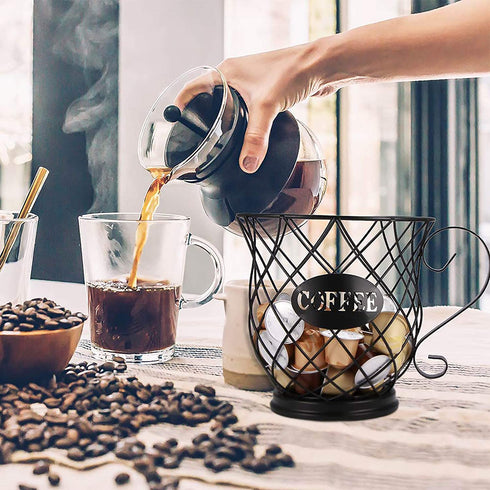 POWSTRO K Coffee Pod Storage, Counter Holders for K Cup Holder, Nespresso Pod Holder for Coffee Cup Basket and Organizer Mug, Suitable for Kitchen Bar Tearoom Countertop (Black)