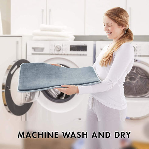 Genteele Bath Mats for Bathroom Non Slip - Smoke Blue 17" x 24" Memory Foam Bathroom Rugs - Quick Dry Bath Mat
