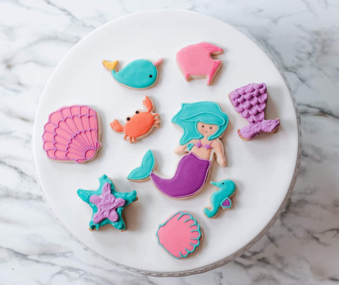 Handstand Kitchen Under the Sea 15-piece Ultimate Mermaid and Sea Life Baking Party with Recipes for Kids