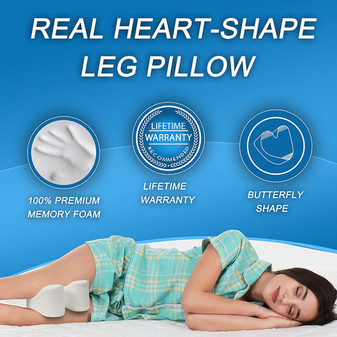 BCOZIN Knee Pillow for Sleeping, 100% Pure Memory Foam Between Leg Pillow for Back Pain Relief & Orthopedic Knee Pillow for Side Sleepers, Hip, Lower Back, and Sciatic Nerve Pain Relief, 1 Pcs