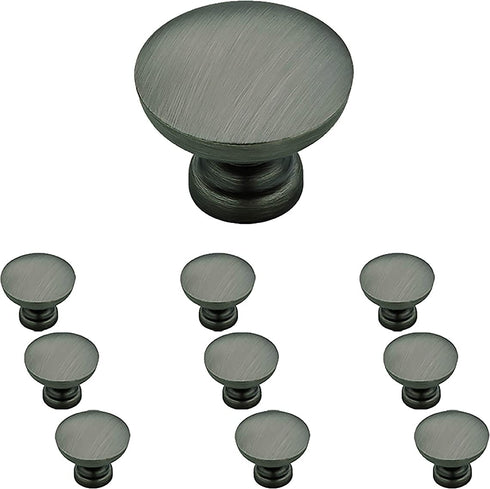 Franklin Brass Flat Top Round Kitchen Cabinet Knobs or Drawer Knobs 1-1/8" (29mm), 10-Pack Heirloom Silver Cabinet Hardware P29523K-904-B