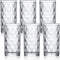 Yesland 6 Pack Vintage Drinking Glasses - 12 Oz Romantic Water Glassware Crystal Emboss Juice Glasses - Double Old Fashioned Glass and Tasting Tumblers for Juice, Cocktail, Whiskey, Beverages, Beer