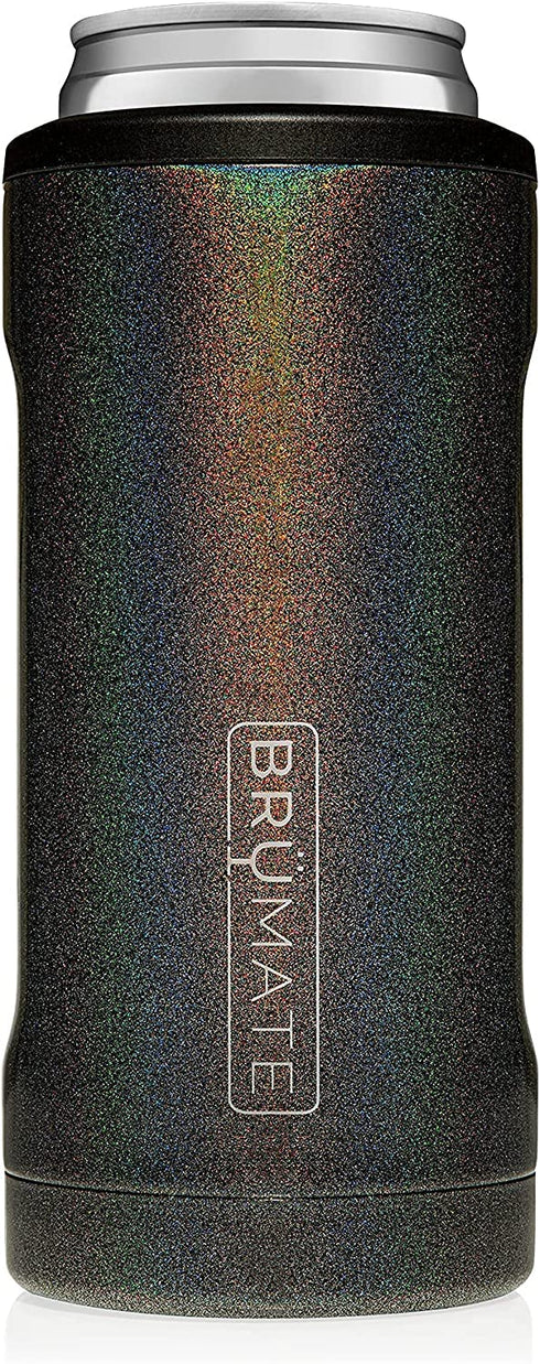 Br¼Mate Hopsulator Slim Double-walled Stainless Steel Insulated Can Cooler for 12 Oz Slim Cans (Glitter Charcoal)
