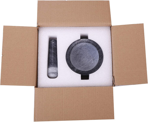 Aisiming Mortar and Pestle Set Polished Natural Marble Stone Guacamole Molcajete Bowl with Base Silicone Pad,Matching Stainless Spoon and Matching Small Brush 200ml Capacity(Small, Dark Gray)