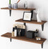 BAMEOS Floating Shelves, Rustic Wood Wall Storage Shelves, Wall Mounted Shelf Organizer Set of 3 for Living Room, Bedroom, Kitchen, Bathroom, Office