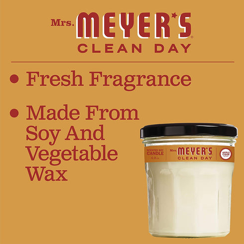 Mrs. Meyer's Scented Soy Aromatherapy Candle, 25 Hour Burn Time, Made with Soy Wax, Apple Cider, 4.9 oz