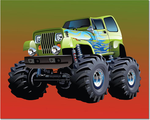 Monster Truck Poster Prints - Set of 6 (8 inches x 10 inches) Photos - Kids Wall Art Decor