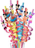 24 Mouse Straws with 2 Cleaning Brush 6 Designs Great for Mickey Theme Birthday Minnie Party Favors and Party Supplies