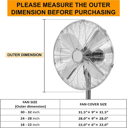 Outdoor Fan Cover ZIIVITA Waterproof &Dustproof Industrial Fan Cover for Stand Pedestal Fan/Wall Mount Fan - Outdoor/Patios Use in Heavy Duty Material (Fit 24-28" Fan)