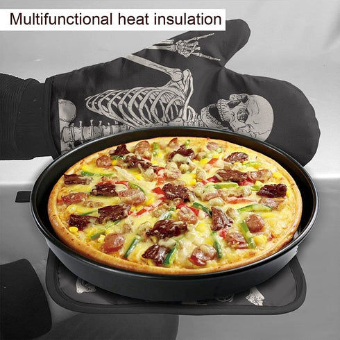 Halloween 3D Skeleton Kitchen Oven Mitts and Pot Holders Sets of 2,Resistant Hot Pads ,Flexible Cooking Oven Gloves for Microwave BBQ Cooking Baking Grilling