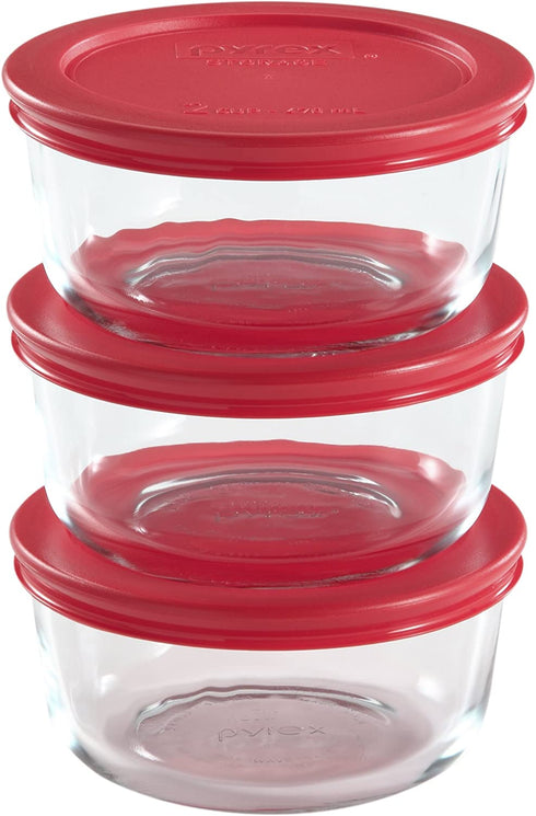 Pyrex 6-Piece 2-Cup Glass Food Storage Set with Lids