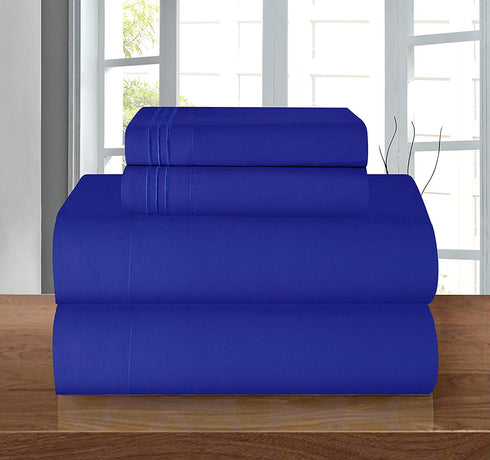 Elegant Comfort Luxury Soft 1500 Thread Count Egyptian 4-Piece Premium Hotel Quality Wrinkle Resistant Bedding Set, All Around Elastic Fitted Sheet, Deep Pocket up to 16inch, Twin/Twin XL, Royal Blue