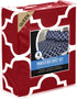 Utopia Bedding Printed Queen Sheet Set - 1 Fitted Sheet, 1 Flat Sheet and 2 Pillowcases - Soft Brushed Microfiber Fabric - Shrinkage and Fade Resistant (Queen, Burgundy Quatrefoil with White Pattern)