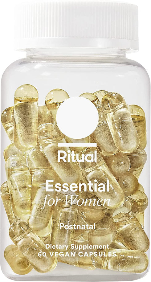 Ritual Postpartum Essentials Multivitamin with Omega-3 DHA & Choline for Lactation Support, Vitamin A, C, D3 & Zinc for Immune Function Support*, B12, Iodine, Biotin, Mint Essenced, 60 Vegan Capsules