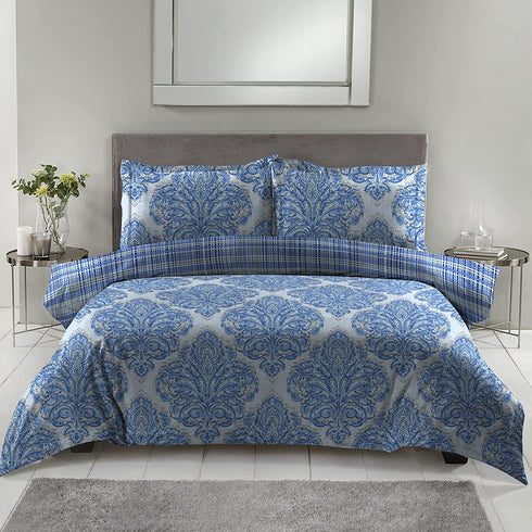 Lux Decor Collection Duvet Cover - 3 Pc Queen Duvet Cover Set - Soft Microfiber Zipper Closure Bedding - Comforter Cover with Matching Pillow Shams (Full/Queen, Medallions Blue)