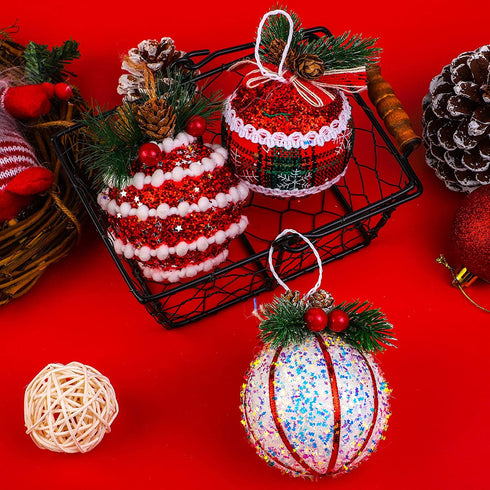 Aneco 12 Pack Christmas Ball Ornaments Xmas Balls Baubles Set Assorted Styles Foam Christmas Tree Baubles with Pine Cones and Berries for Holiday Wedding Party Decoration