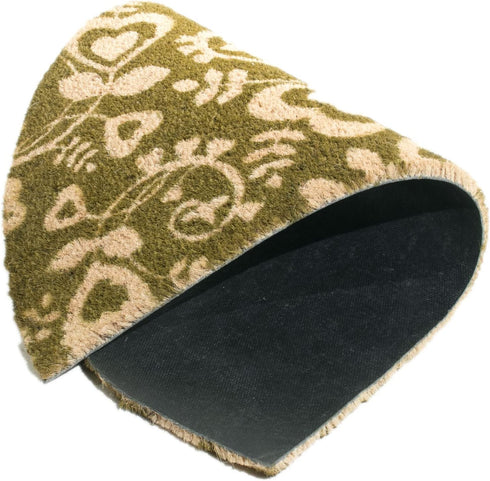 Imports Decor Half Round Vinyl Back Coir Doormat, Heart Swirls, 18-Inch by 30-Inch